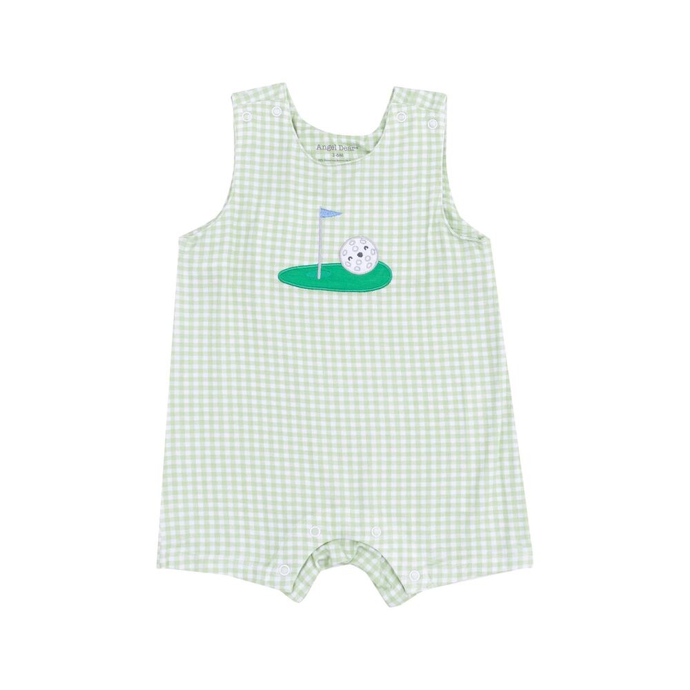 Tullabee Baby 18-24M Green & White Gingham Golf Appliqué Onesie Preppy Summer